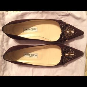 Jimmy Choo chocolate suede flats